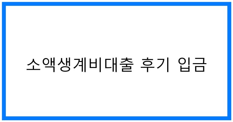 소액생계비대출 후기 입금 꿀팁! 당일 성공 비법