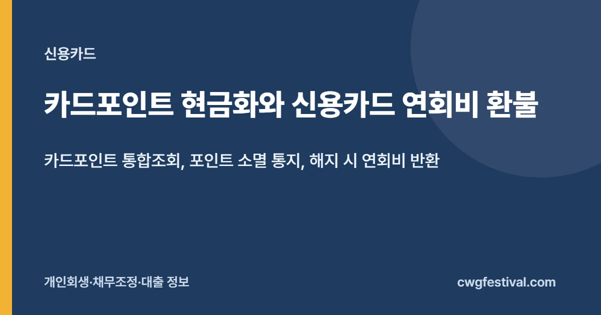 카드포인트 현금화와 신용카드 연회비 환불: 카드포인트 통합조회, 포인트 소멸 통지, 해지 시 연회비 반환