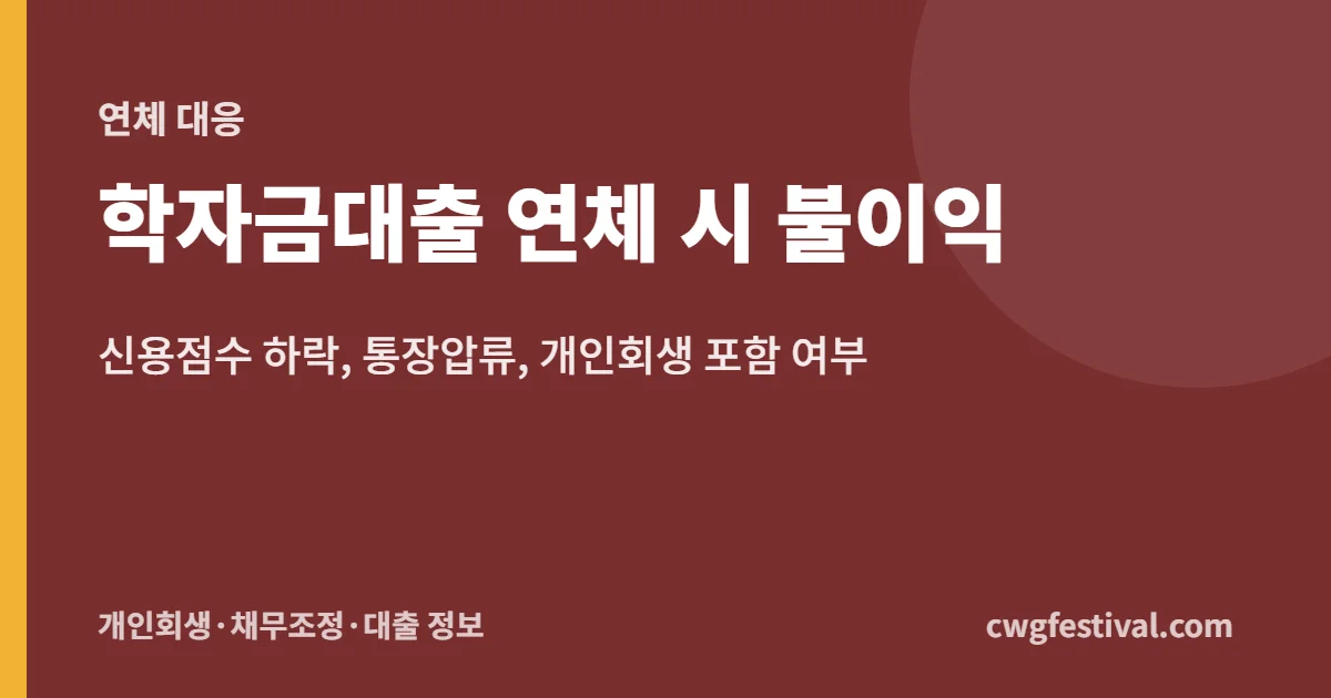 학자금대출 연체 시 불이익: 신용점수 하락, 통장압류, 개인회생 포함 여부