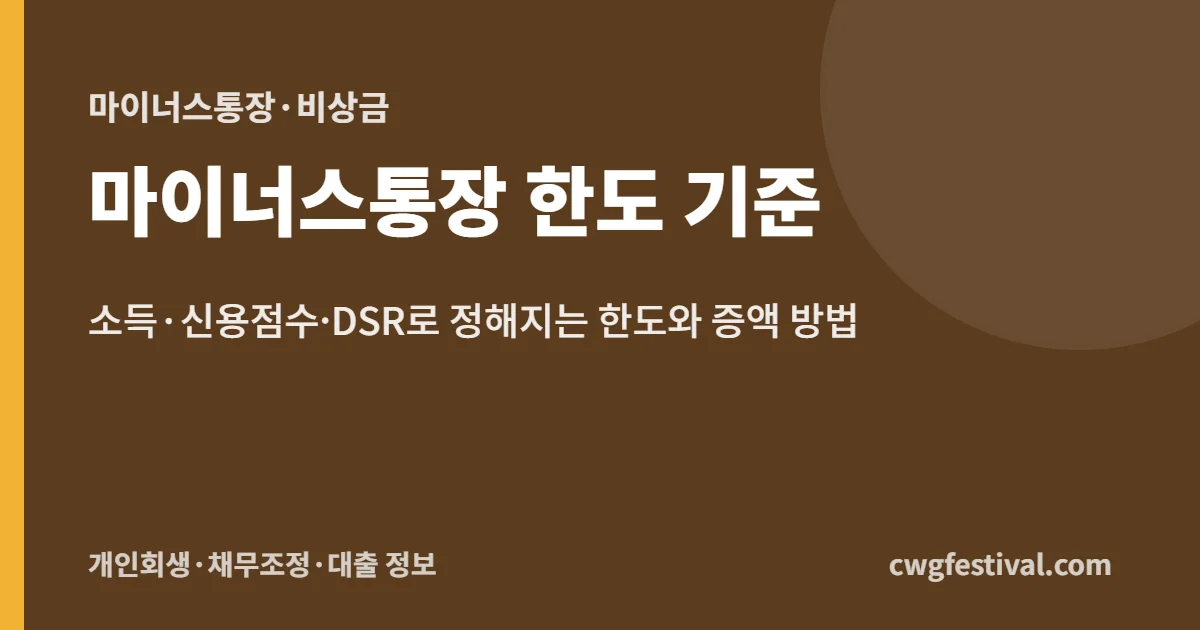 마이너스통장 한도 기준: 소득·신용점수·DSR로 정해지는 한도와 증액 방법