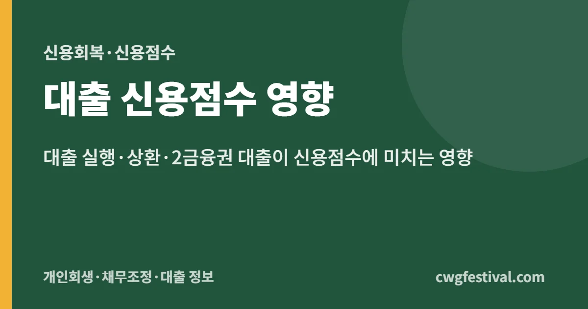 대출 신용점수 영향: 대출 실행·상환·2금융권 대출이 신용점수에 미치는 영향