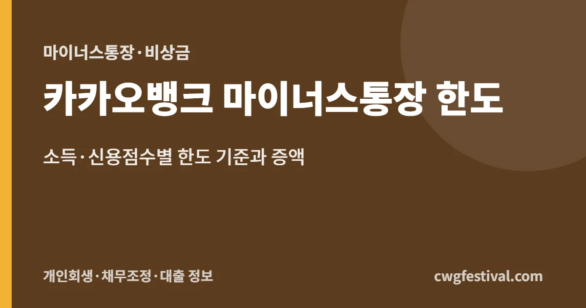 카카오뱅크 마이너스통장 한도: 소득·신용점수별 한도 기준과 증액