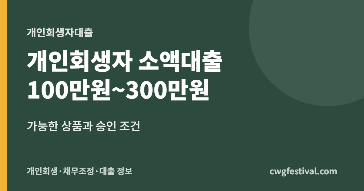 개인회생자 소액대출 100만원~300만원: 가능한 상품과 승인 조건