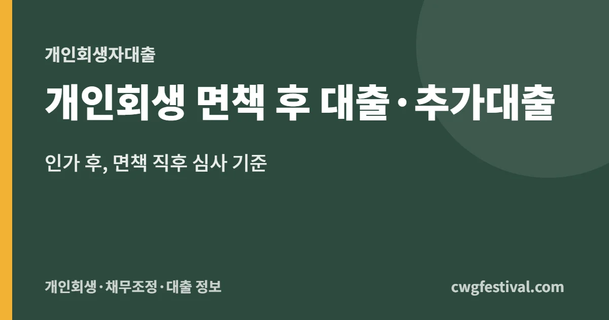 개인회생 면책 후 대출·추가대출: 인가 후, 면책 직후 심사 기준