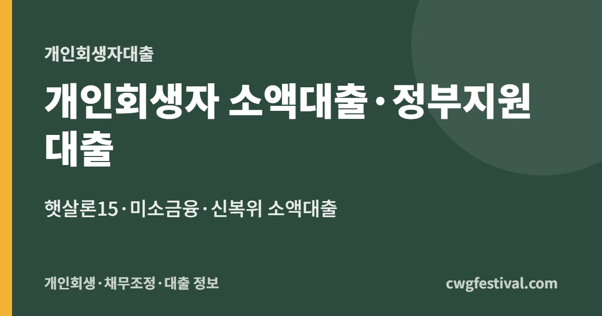 개인회생자 소액대출·정부지원 대출: 햇살론15·미소금융·신복위 소액대출