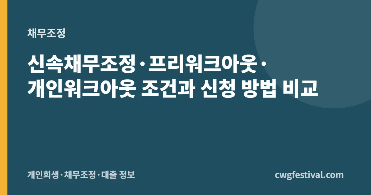 신속채무조정·프리워크아웃·개인워크아웃 조건과 신청 방법 비교