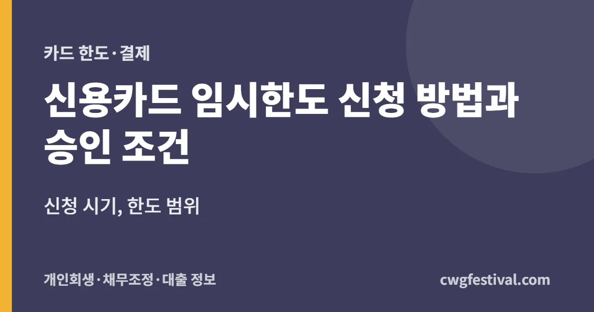 신용카드 임시한도 신청 방법과 승인 조건: 신청 시기, 한도 범위