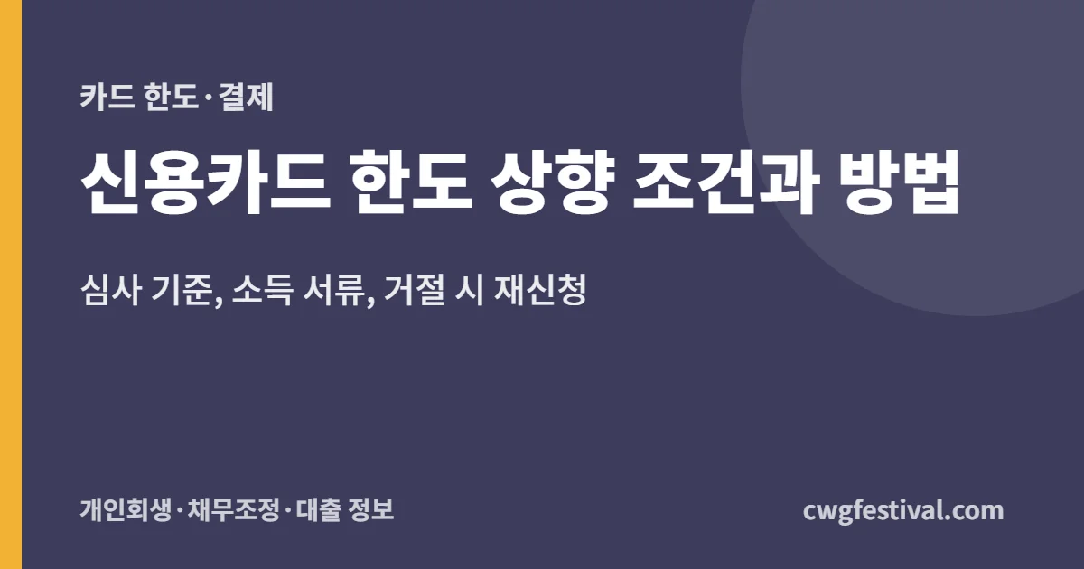 신용카드 한도 상향 조건과 방법: 심사 기준, 소득 서류, 거절 시 재신청