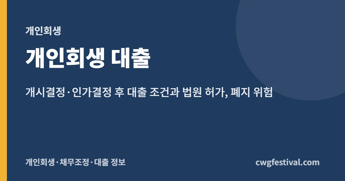 개인회생 대출: 개시결정·인가결정 후 대출 조건과 법원 허가, 폐지 위험