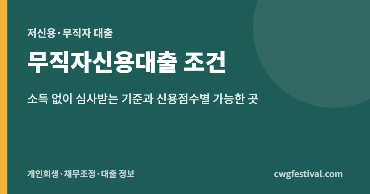 무직자신용대출 조건: 소득 없이 심사받는 기준과 신용점수별 가능한 곳
