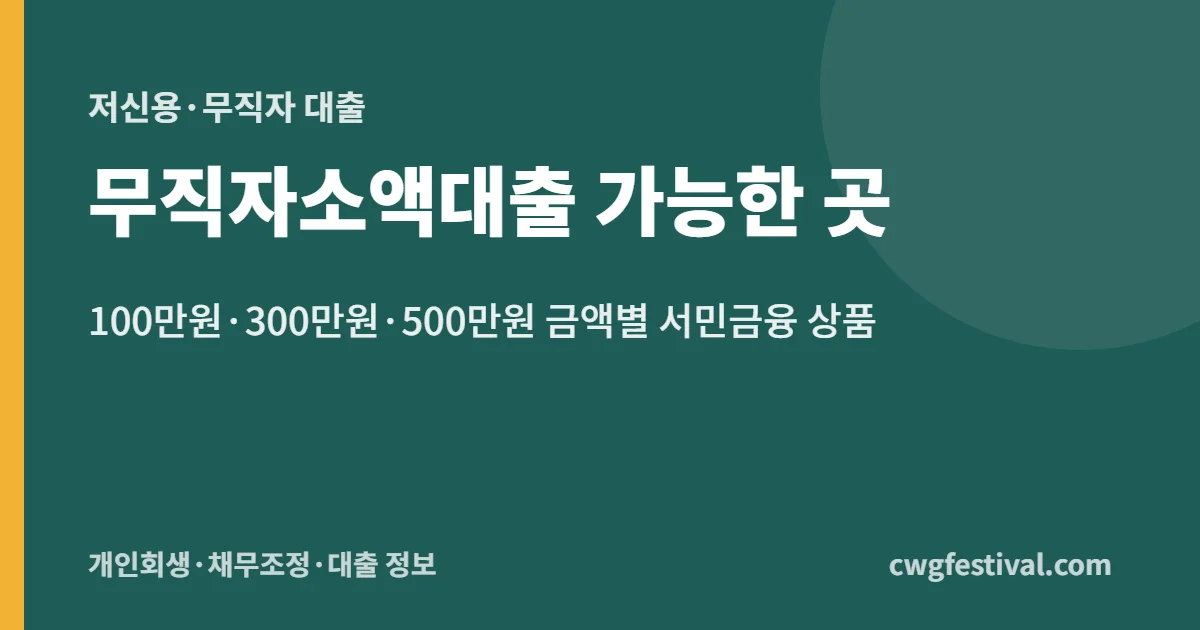 무직자소액대출 가능한 곳: 100만원·300만원·500만원 금액별 서민금융 상품