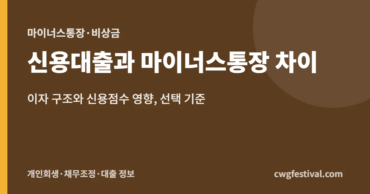 신용대출과 마이너스통장 차이: 이자 구조와 신용점수 영향, 선택 기준