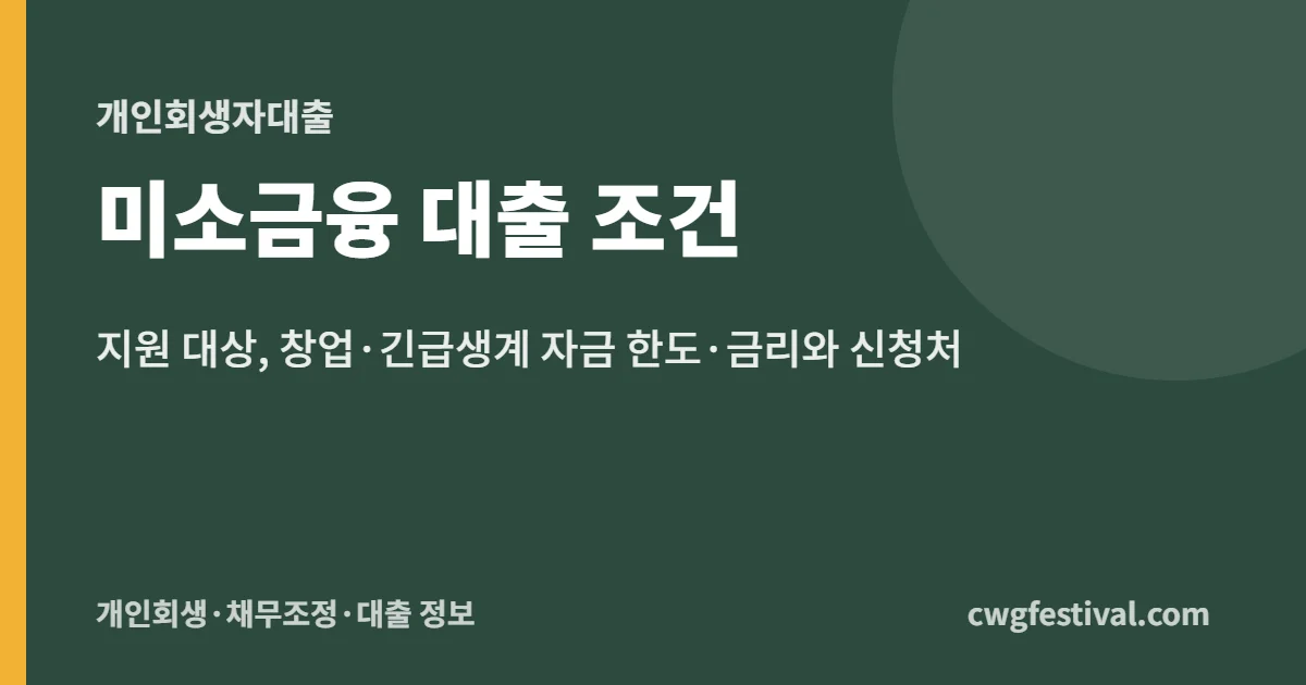 미소금융 대출 조건: 지원 대상, 창업·긴급생계 자금 한도·금리와 신청처